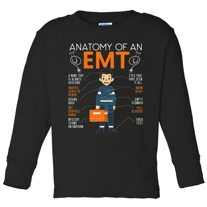 Anatomy Of An EMT Paramedic EMT EMS Health Care Toddler Long Sleeve Shirt