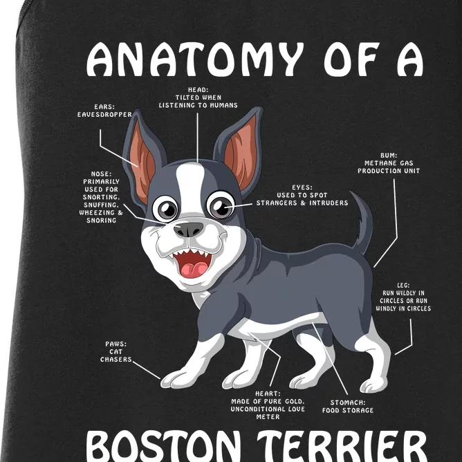 Anatomy Of A Boston Terrier Women's Racerback Tank