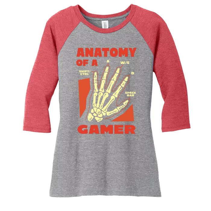 Anatomy Of A Gamer Halloween Women's Tri-Blend 3/4-Sleeve Raglan Shirt