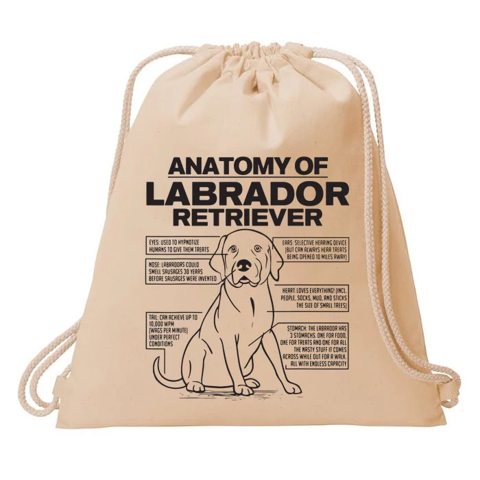 Anatomy Of A Labrador Retriever Funny Dog Owner Gifts Drawstring Bag