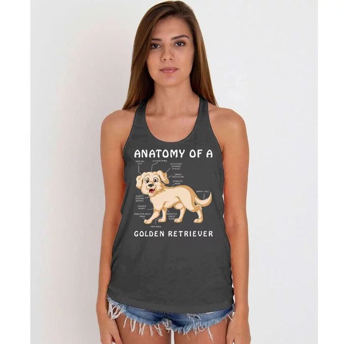 Anatomy Of A Golden Retriver Women's Knotted Racerback Tank