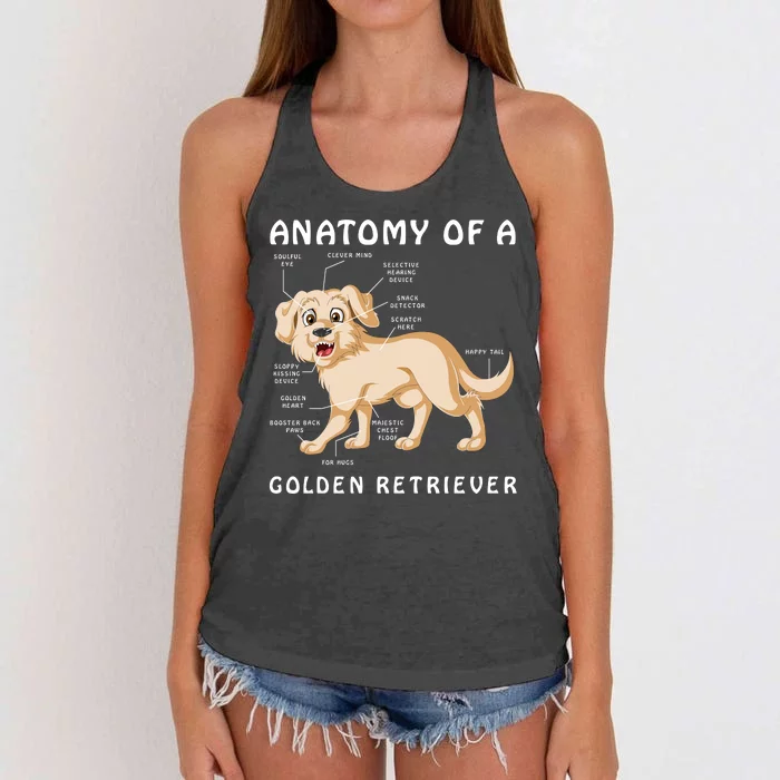 Anatomy Of A Golden Retriver Women's Knotted Racerback Tank