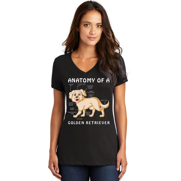 Anatomy Of A Golden Retriver Women's V-Neck T-Shirt