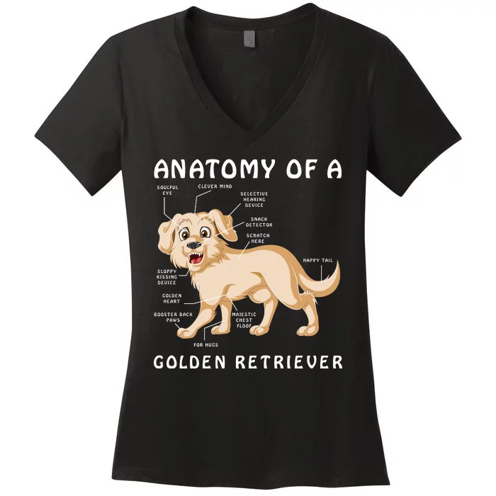 Anatomy Of A Golden Retriver Women's V-Neck T-Shirt