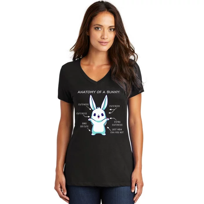 Anatomy of a Bunny Science Zoologist Bunny Anatomy Women's V-Neck T-Shirt