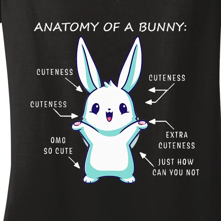 Anatomy of a Bunny Science Zoologist Bunny Anatomy Women's V-Neck T-Shirt