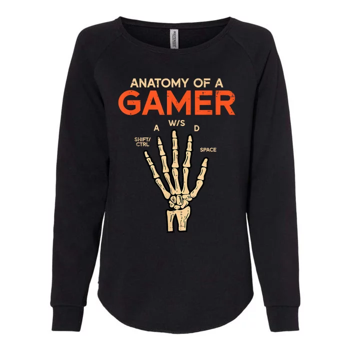 Anatomy Of A Gamer Skeleton Hand Funny Womens California Wash Sweatshirt