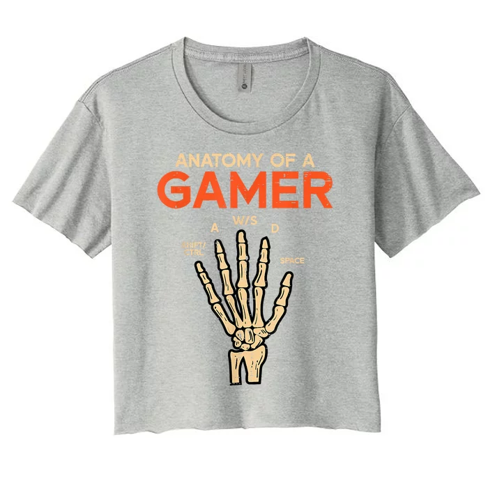 Anatomy Of A Gamer Skeleton Hand Funny Women's Crop Top Tee