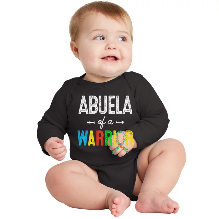 Abuela Of A Warrior Autism Awareness Support Baby Long Sleeve Bodysuit