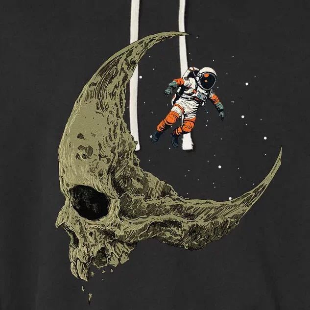 Astronaut On A Skull Planet In Outer Space Astronomy Space Garment-Dyed Fleece Hoodie