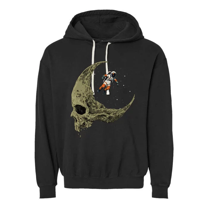 Astronaut On A Skull Planet In Outer Space Astronomy Space Garment-Dyed Fleece Hoodie