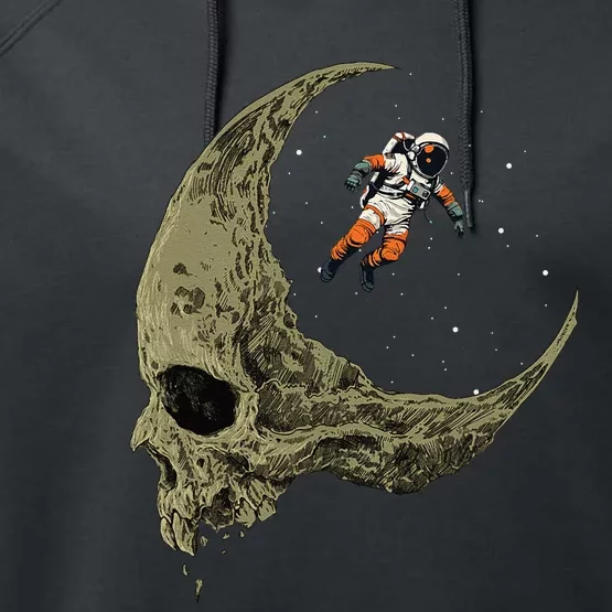 Astronaut On A Skull Planet In Outer Space Astronomy Space Performance Fleece Hoodie