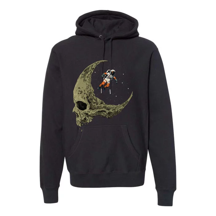 Astronaut On A Skull Planet In Outer Space Astronomy Space Premium Hoodie