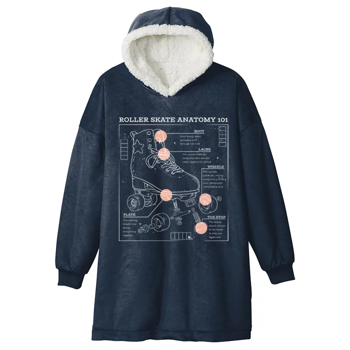 Anatomy Of A Roller Skate Hooded Wearable Blanket