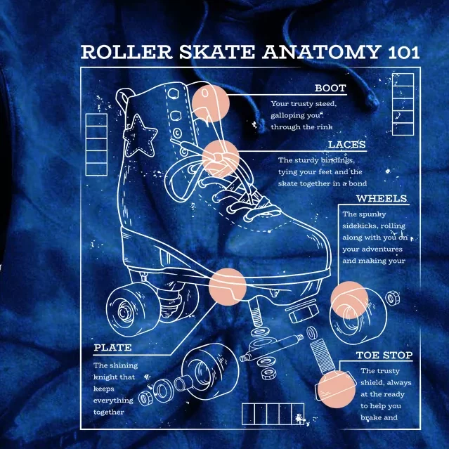 Anatomy Of A Roller Skate Tie Dye Hoodie