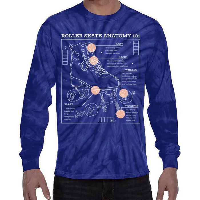 Anatomy Of A Roller Skate Tie-Dye Long Sleeve Shirt