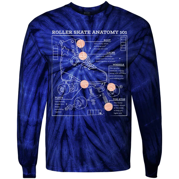 Anatomy Of A Roller Skate Tie-Dye Long Sleeve Shirt