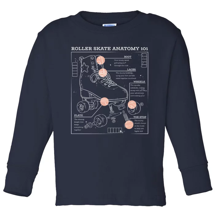 Anatomy Of A Roller Skate Toddler Long Sleeve Shirt