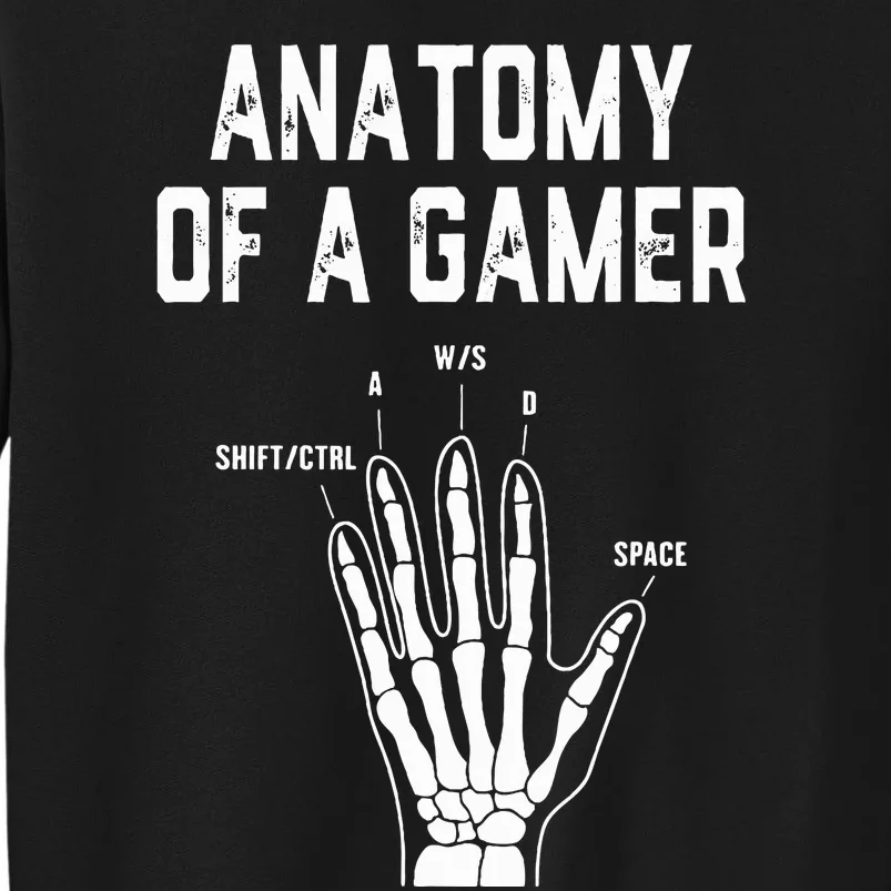 Anatomy of a Gamer Hand Skeleton For Video Games Players Tall Sweatshirt