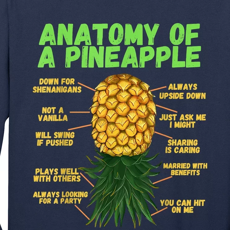 Anatomy Of A Pineapple Funny Upside Down Pineapple Long Sleeve Shirt