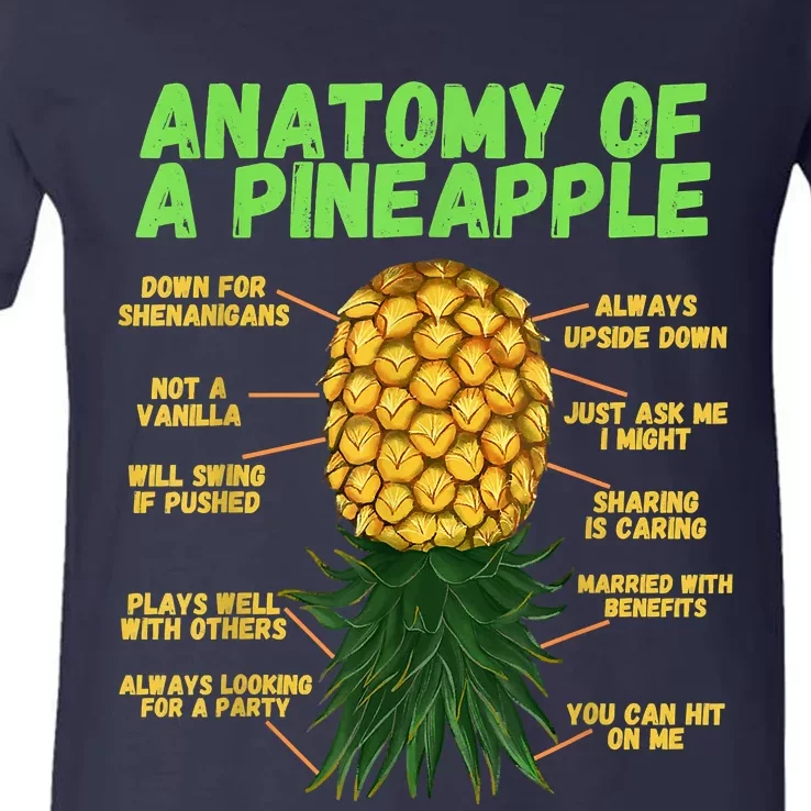 Anatomy Of A Pineapple Funny Upside Down Pineapple V-Neck T-Shirt