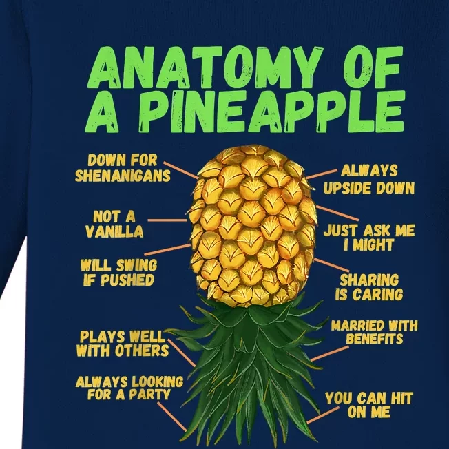 Anatomy Of A Pineapple Funny Upside Down Pineapple Baby Long Sleeve Bodysuit