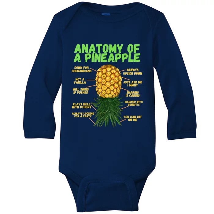 Anatomy Of A Pineapple Funny Upside Down Pineapple Baby Long Sleeve Bodysuit