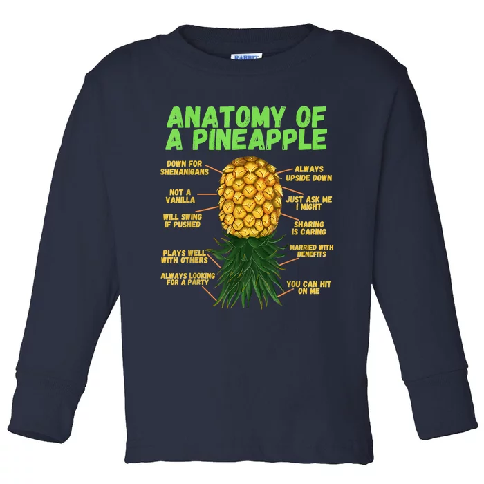 Anatomy Of A Pineapple Funny Upside Down Pineapple Toddler Long Sleeve Shirt