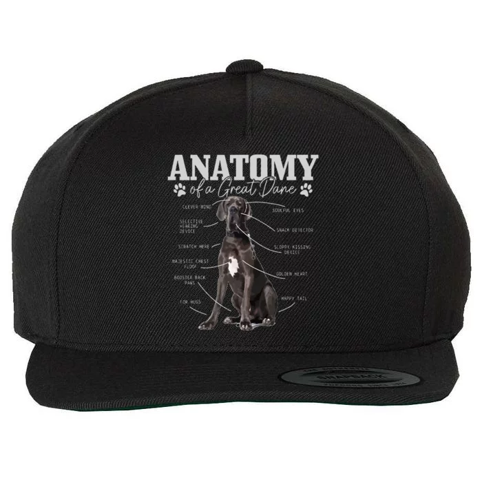 Anatomy Of A Great Dane Funny Cute Dog Mom Dad Wool Snapback Cap