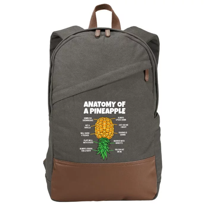 Anatomy Of A Pineapple Swinger Funny Upside Down Pineapple Cotton Canvas Backpack