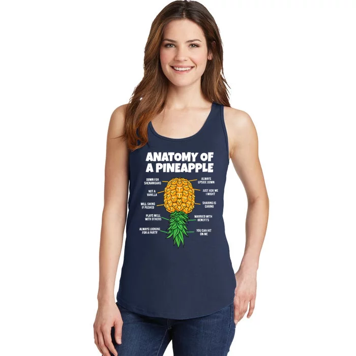 Anatomy Of A Pineapple Swinger Funny Upside Down Pineapple Ladies Essential Tank