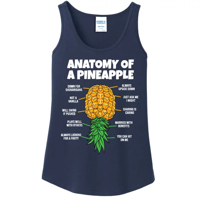 Anatomy Of A Pineapple Swinger Funny Upside Down Pineapple Ladies Essential Tank