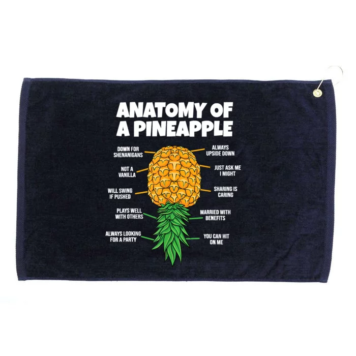 Anatomy Of A Pineapple Swinger Funny Upside Down Pineapple Grommeted Golf Towel