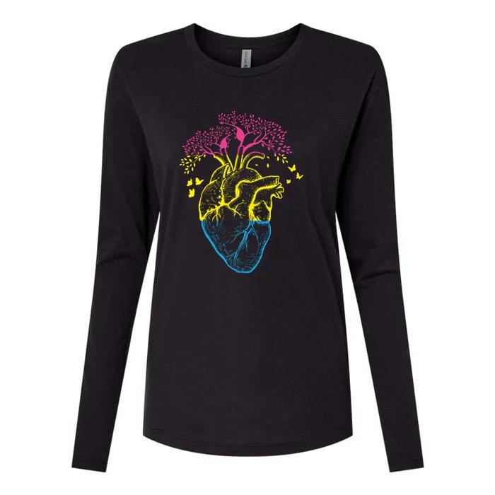 Anatomy Of A Pansexual Heart Pan Pride Anatomical LGBT Womens Cotton Relaxed Long Sleeve T-Shirt