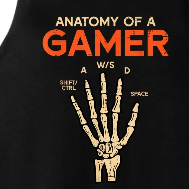 Anatomy Of A Gamer Skeleton Hand Funny Halloween Gaming Ladies Tri-Blend Wicking Tank