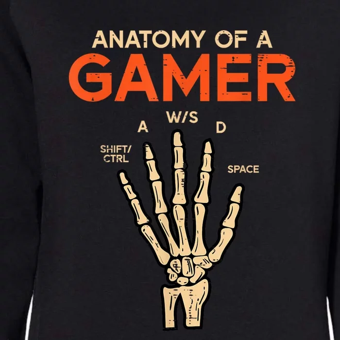 Anatomy Of A Gamer Skeleton Hand Funny Halloween Gaming Womens California Wash Sweatshirt