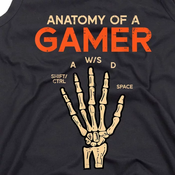 Anatomy Of A Gamer Skeleton Hand Funny Halloween Gaming Tank Top