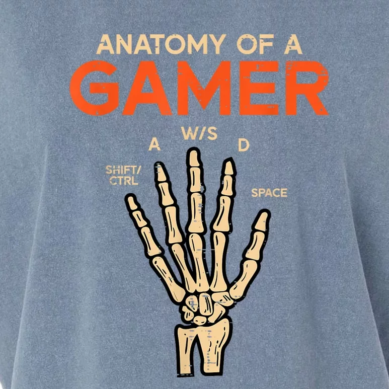 Anatomy Of A Gamer Skeleton Hand Funny Halloween Gaming Garment-Dyed Women's Muscle Tee