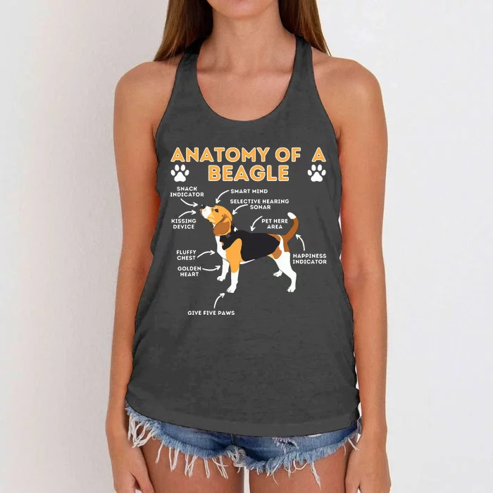 Anatomy Of A Beagle Funny Beagle Dog Lover Pet Owner Women's Knotted Racerback Tank