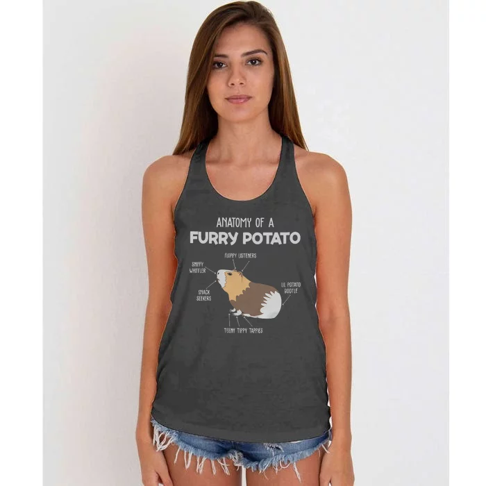 Anatomy Of A Furry Potato Guinea Pig Animal Kingdom Women's Knotted Racerback Tank