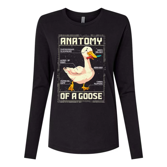 Anatomy Of A Goose Funny Goose Womens Cotton Relaxed Long Sleeve T-Shirt