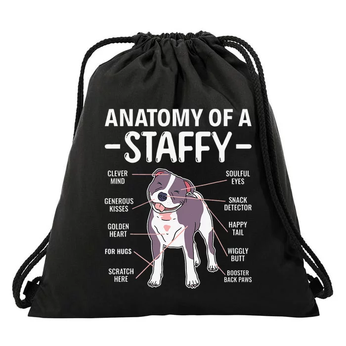 Anatomy Of A Staffy Staffordshire Bull Terrier Drawstring Bag