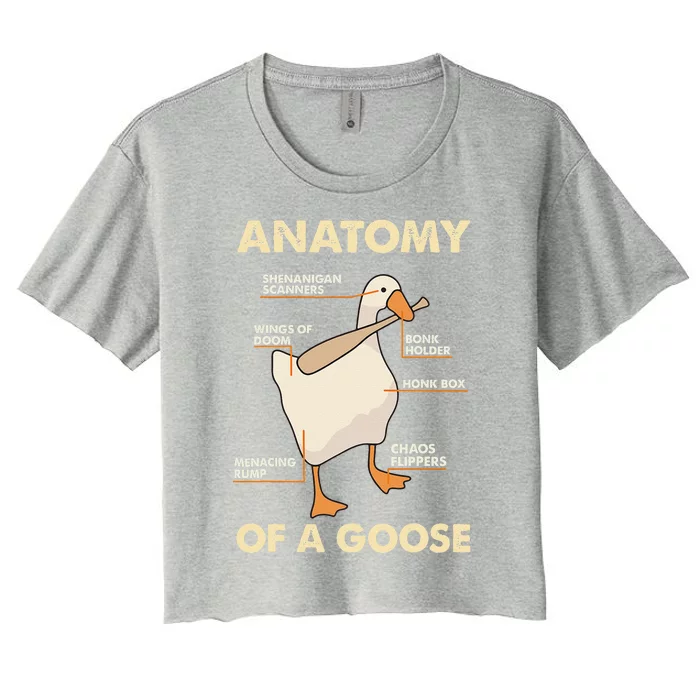 Anatomy Of A Goose Funny Meme Animal Lover Goose Honk Bonk Women's Crop Top Tee