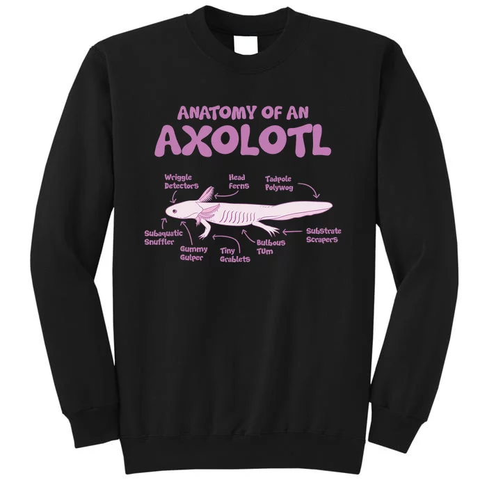 Anatomy Of An Axolotl Axolotls Funny Biology Diagram Science Tall Sweatshirt