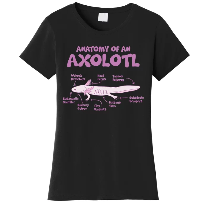 Anatomy Of An Axolotl Axolotls Funny Biology Diagram Science Women's T-Shirt