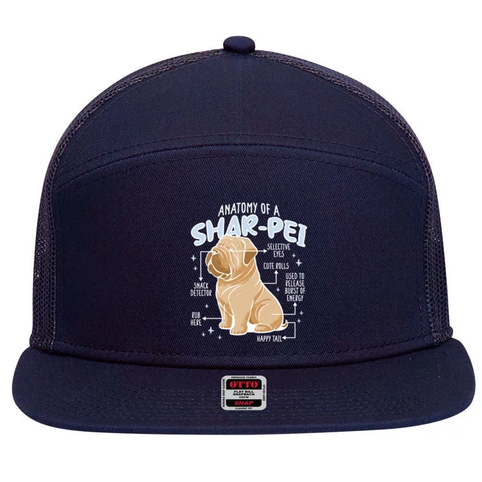 Anatomy Of A Sharpei Dog 7 Panel Mesh Trucker Snapback Hat