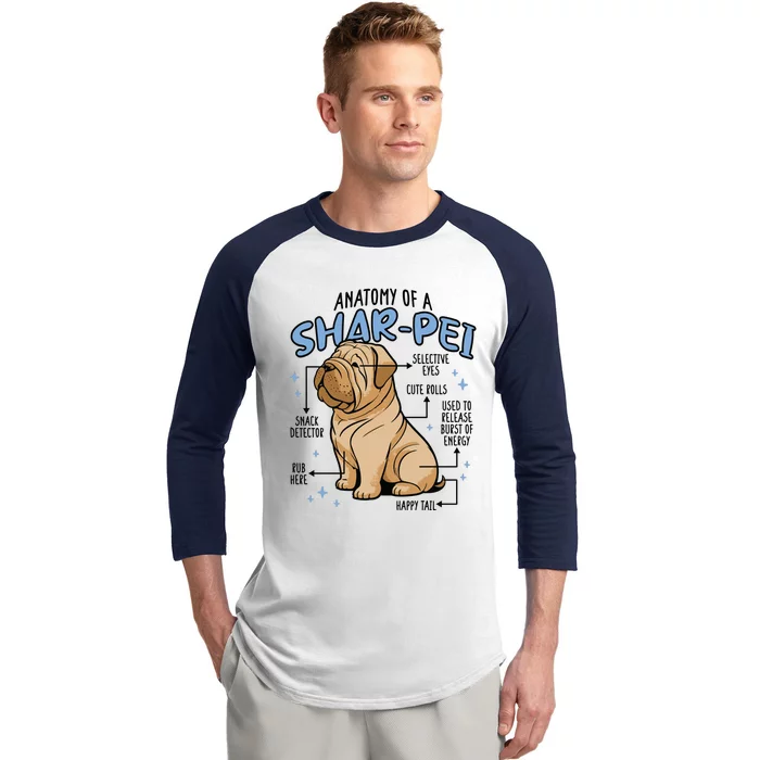 Anatomy Of A Sharpei Dog Baseball Sleeve Shirt