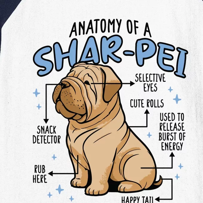 Anatomy Of A Sharpei Dog Baseball Sleeve Shirt