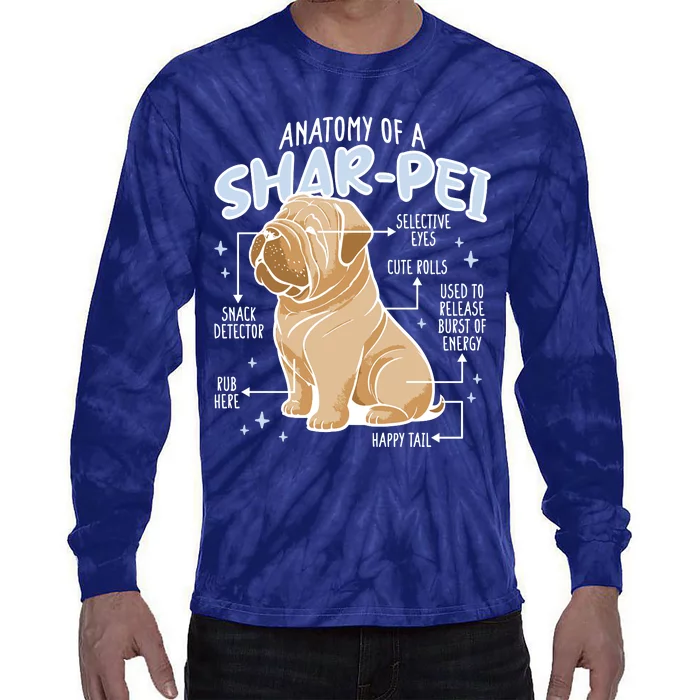 Anatomy Of A Sharpei Dog Tie-Dye Long Sleeve Shirt