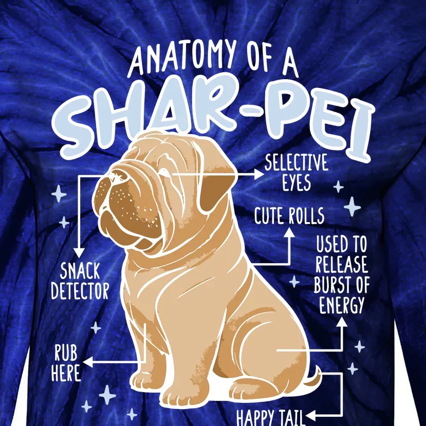 Anatomy Of A Sharpei Dog Tie-Dye Long Sleeve Shirt